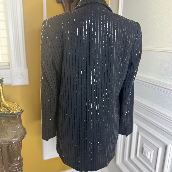 Black Sequin Pinstripe Blazer - Picture 9 of 17